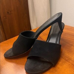 Jason Wu Peep Suede Toe Black Heels SZ 10
